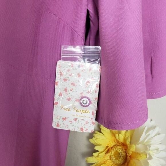 Free People Ruched Mock Neck Flutter Sleeves dress size 4 - Picture 8 of 14